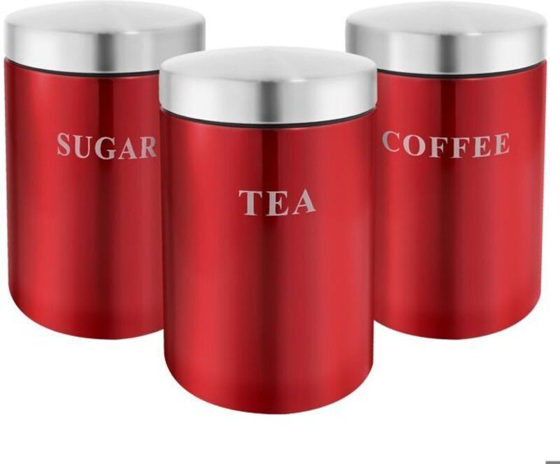 Lebensmittelbehälter - CHEFFINGER - Set aus 3 Edelstahlboxen - Luftdicht - Modernes Design - Rote Farbe