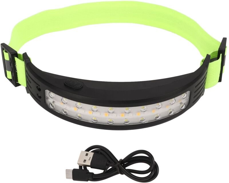 Leichte 1200-mAh-COB-Induktions-Stirnlampe, weiches dreifarbiges Licht (rot, weiß und warmweiß), Fahrradscheinwerfer