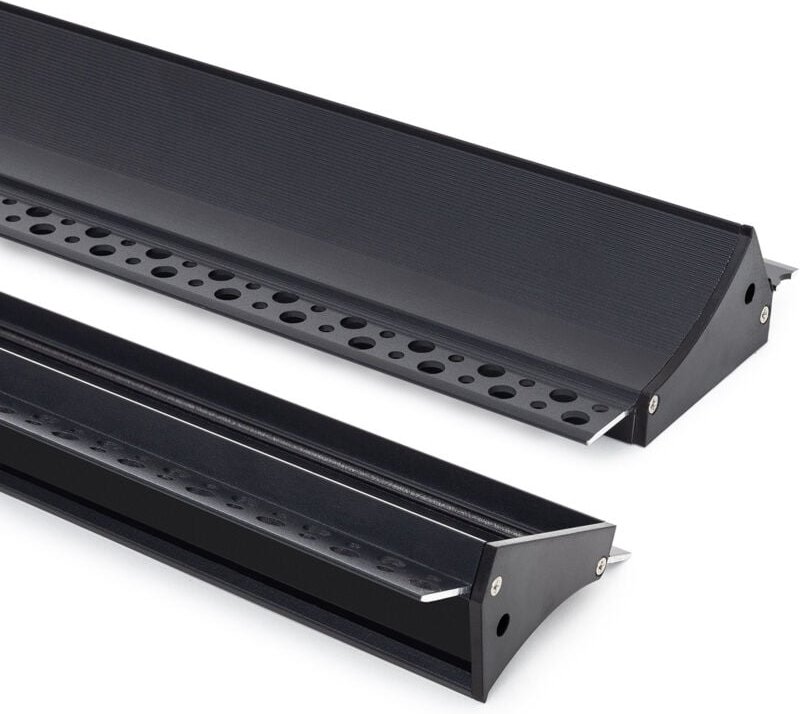 Aluminiumprofil Einbau für Gips/Stuckdecke für LED Streifen bin20mm mit durchgehender Abdeckung Schwarz 2 m Schwarz tran...