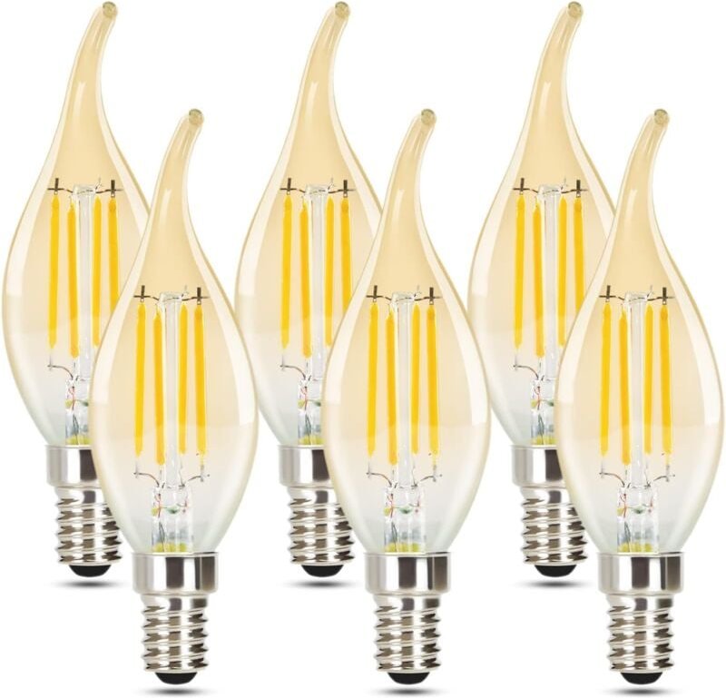 Gbly - 6 Stück led E14 Glühbirne Leuchtmittel: Lampe Warmweiß kerze Birne 4W 2700K Filament Retro Edison Glühlampe Vinta...