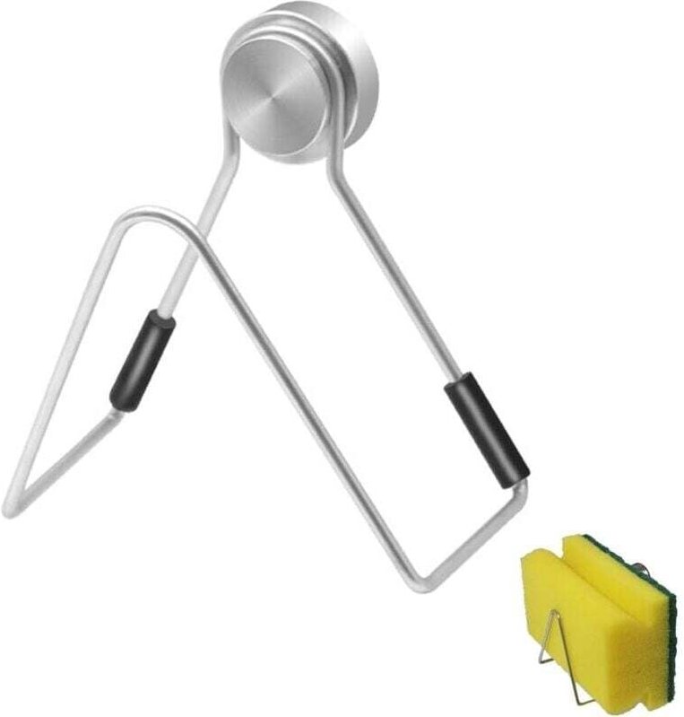 Porte-Éponge Magnétique Sans Perçage Organisateur Évier Support Mural Rangement Cuisine Petit