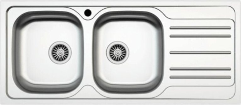Einbauküchenspüle MP1162DX aus Stahl 116x50 cm, zwei Becken und Abtropffläche rechts
