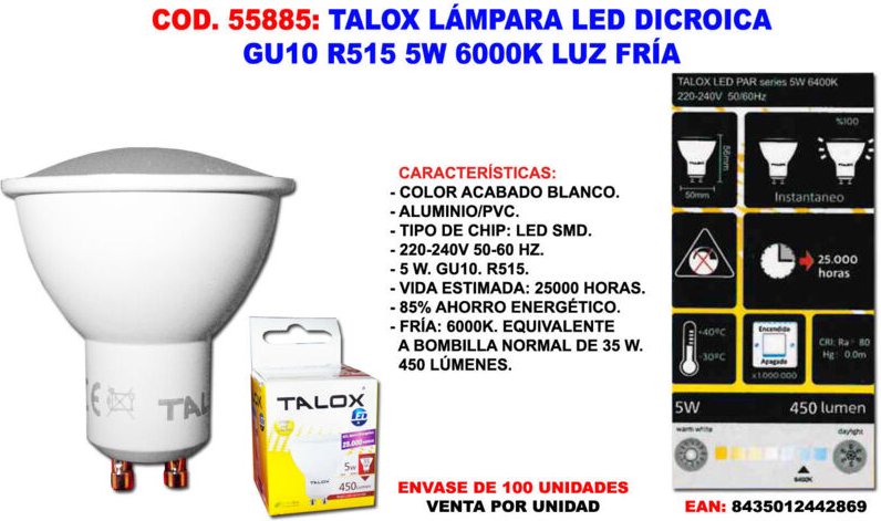 Fplus - talox GU10 R515 5W 6000K kaltlicht dichroitische LED-Lampe