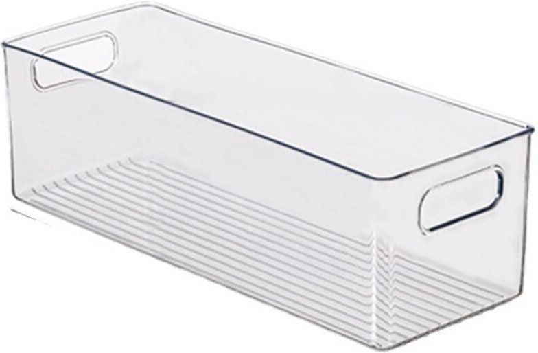 Aufbewahrungsbox für Küchenschränke/Küchen, mittelgroßer Kunststoff-Kühlschrankbehälter, längliche Box, transparent