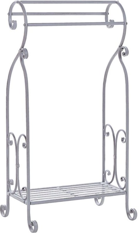 Handtuchständer Grau Metall mit Boden u.3 Stangen Antik Optik Retro Stil Badezimmer Schlafzimmer Wohnzimmer Dekoration