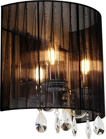 Klassische Wandleuchte Chrom mit schwarzem Schirm - Ann-Kathrin 2