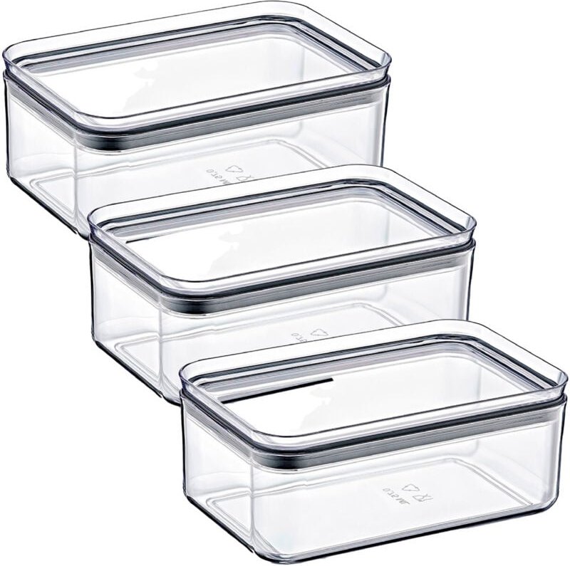 7h Seven House - 3er-Pack kleine rechteckige luftdichte Lebensmittelbehälter 10,5 x 16,5 x 7,5 cm 7house
