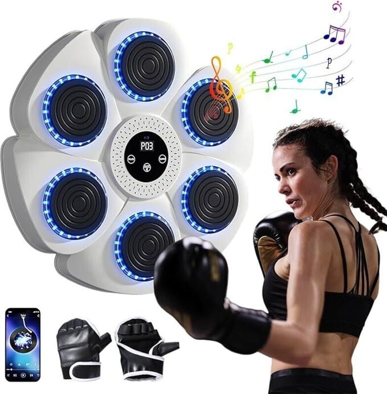 Music Boxing Machine, LED Elektronische Musik Boxing Machine mit Boxhandschuhen, Smart Bluetooth-Musik-Boxmaschine mit B...