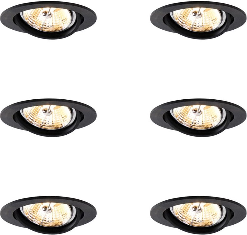 Set mit 6 modernen, schwenkbaren schwarzen Einbaustrahlern AR70 - Cisco