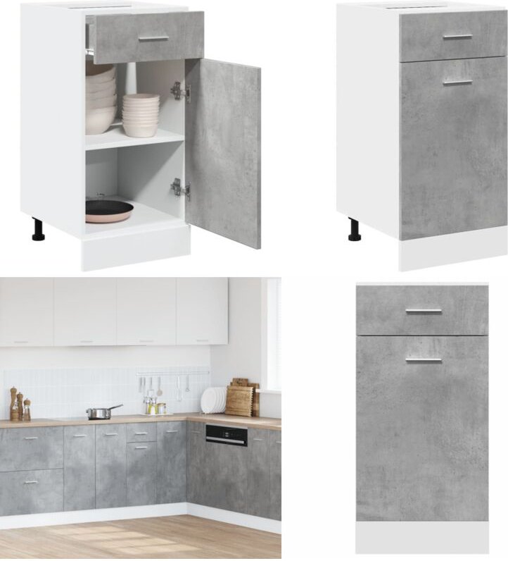 Schubunterschrank Betongrau 40x46x81,5 cm Holzwerkstoff - Vidaxl