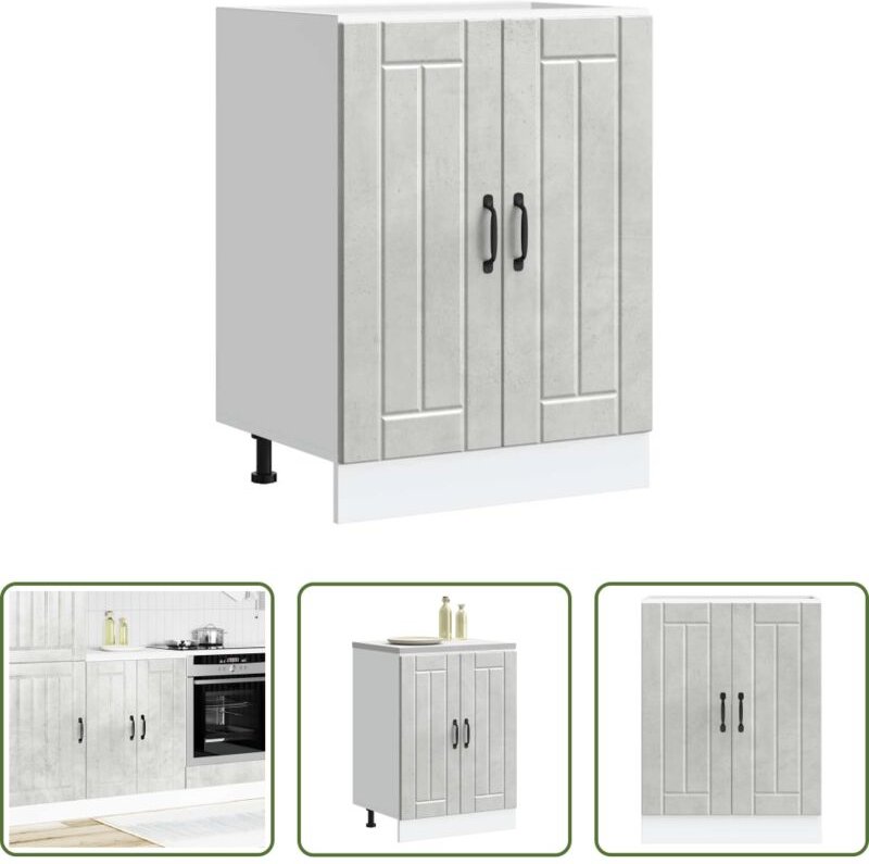 Küchenmöbel - Spülenunterschrank Lucca Betongrau Holzwerkstoff