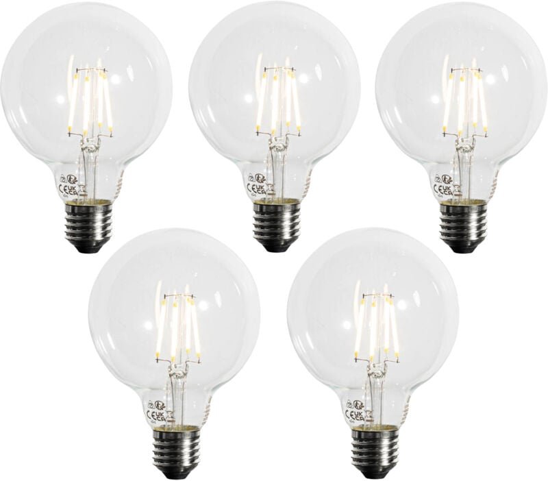 Luedd - Set mit 5 E27 3-Stufen dimmbare LED-Glühbirne G95 4W 450lm 3000K