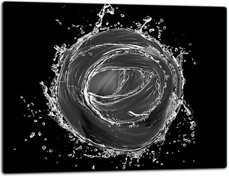 Glasschild SchneideBrett 52x40 Schware WASser