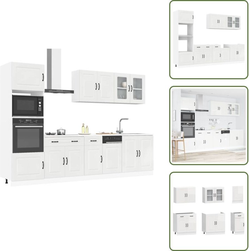 The Living Store 7-tlg. Küchenschrank-Set Kalmar Hochglanz-Weiß Holzwerkstoff - Küchenschränke