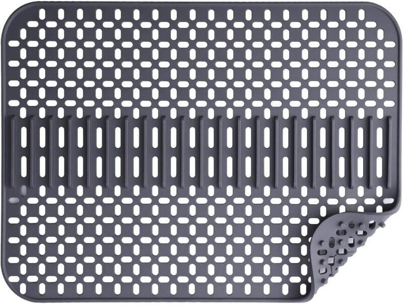 Silikon-Spülbeckenmatte – 43 x 32 cm – 1-lagig – Spülmaschinenfest – Hitzebeständig und rutschfest – Dunkelgrau