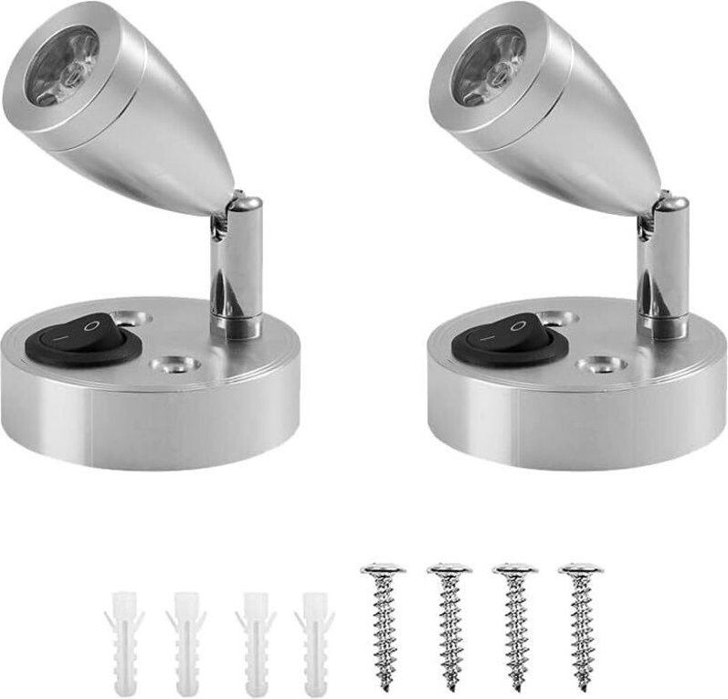 12-V-LED-Spot-Leseleuchte, 2 Stück, Caravan-Innenbeleuchtung, 3-W-LED-Wohnmobil-Leseleuchten mit Schalter, automatische ...