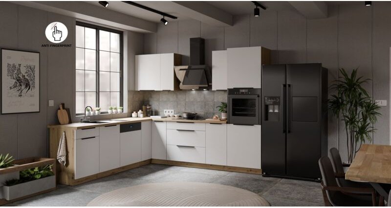 Winkelküche ARIA K-AR ECKE 2 - 250 x 270 cm Anti Fingerprint Küchenzeile Küchenblock Singleküche Einbauküche Küche Eckkü...