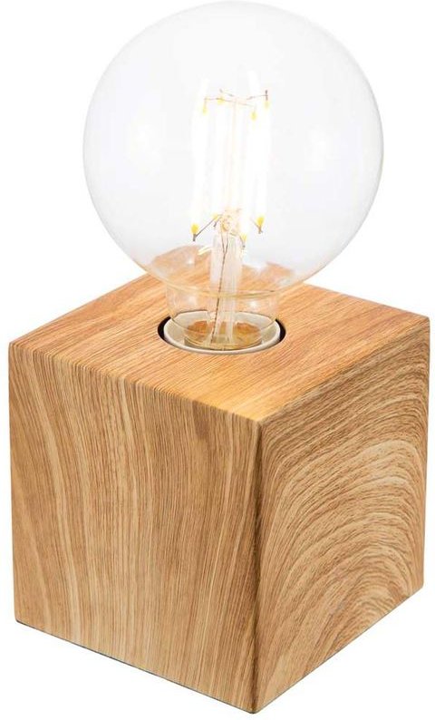 Tischleuchte Leselampe Beistelllampe Touch-Schalter Eichenfarbe Metall Glas