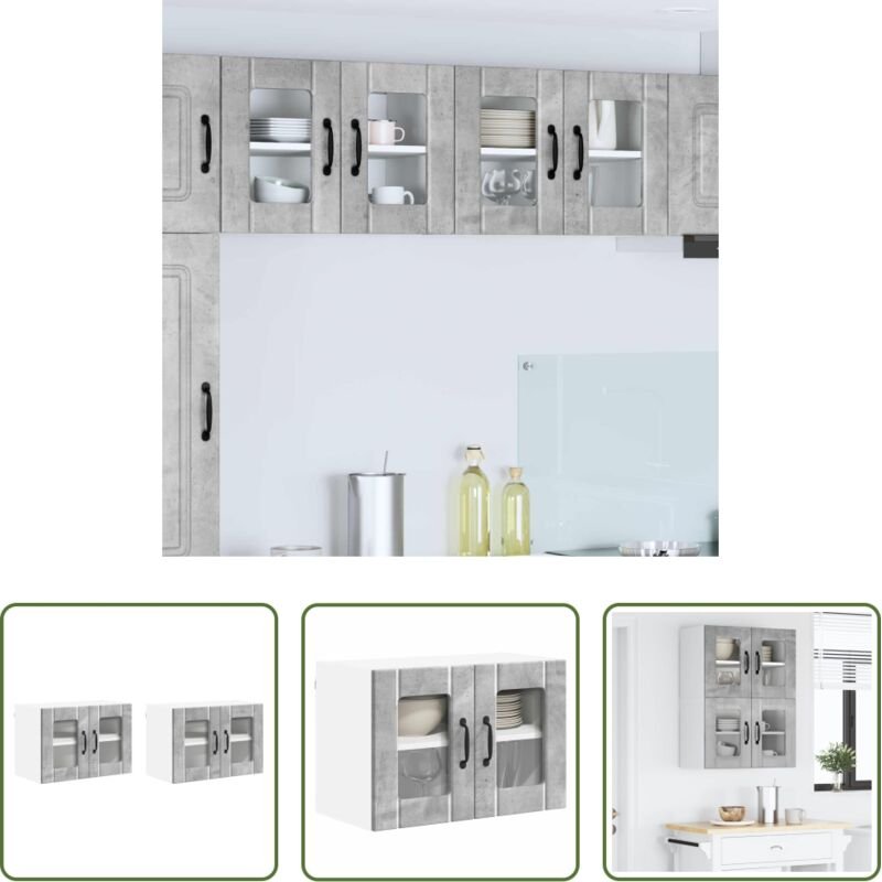 Küchenwandschrank - Küchenschrank 2 pcs Beton Grau 60 x 31 x 40 cm Holzwerkstoff
