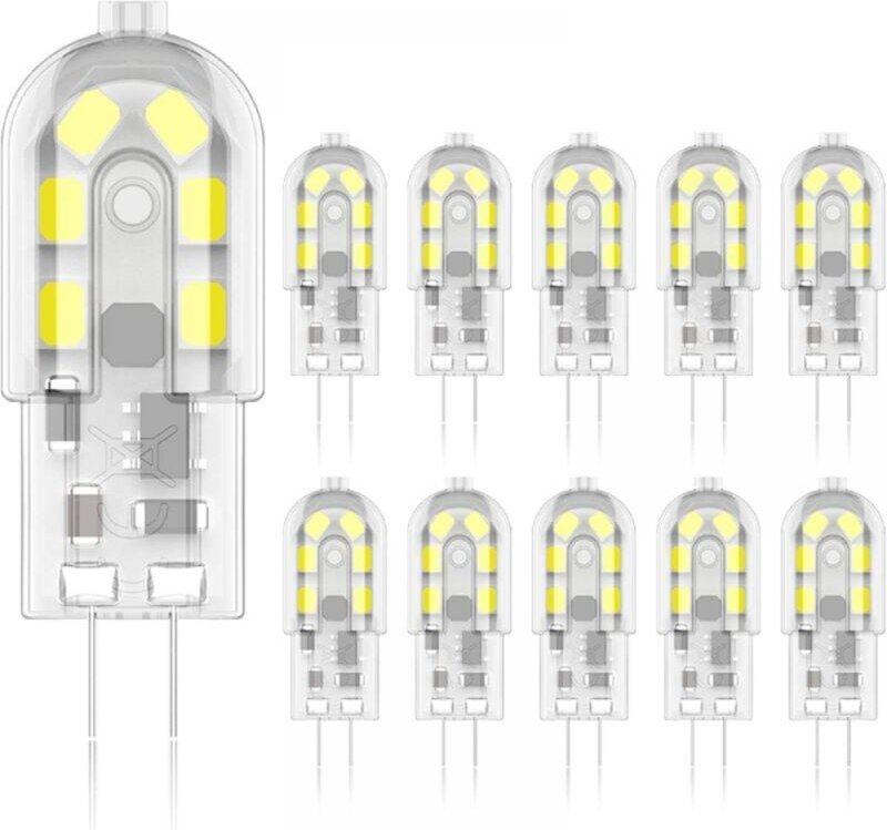 Cyslmuk - G4 LED-Lampe, 3 w, entspricht 20 w Halogen, 6000 k warmes Licht, 200 Lumen, 12 smd, 12 v ac/dc – 10er-Pack [En...