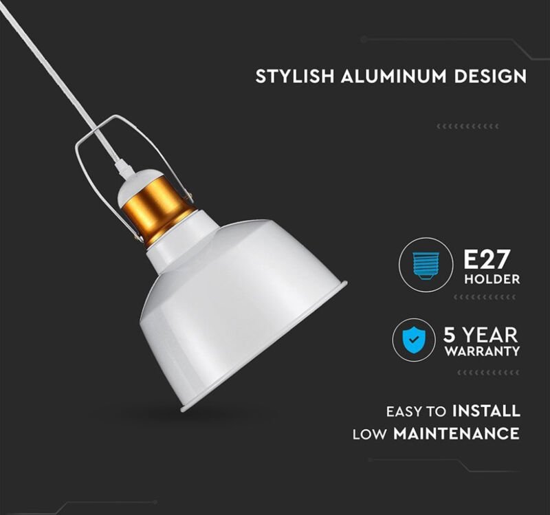Pendel Leuchte alu Esszimmer Küchen Decken Hänge Lampe weiß gold E27 Vtac 3729