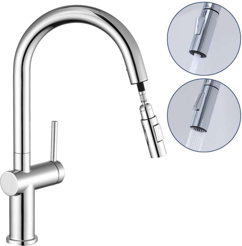 Hochdruck Ausziehbar Küche Wasserhahn, 360° Drehbar Flexible Küchenarmatur mit Ausziehbare Brause, Spültischarmatur Einh...