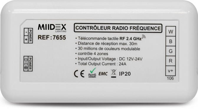 Funkfrequenz-Controller RGB + WEISS - 12-24V DC