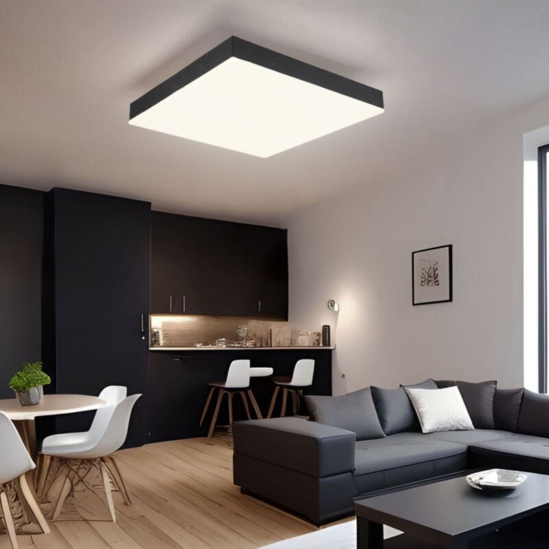 Globo - Deckenleuchte Wohnzimmerlampe Deckenlampe Esszimmerleuchte Bürolampe quadratisch, Metall schwarz Acryl weiß Kuns...