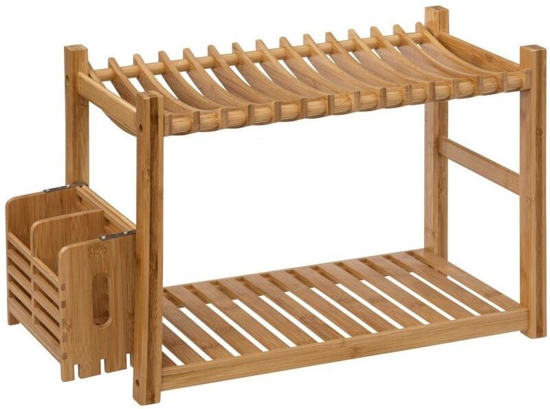 5five Simply Smart - Geschirrabtropfgestell, 2 Ebenen, mit Besteckhalter, Bambus, 53 x 24,7 x 33 cm