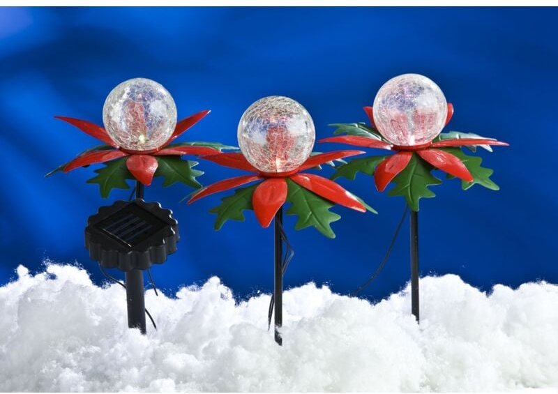 Buri - 3er-Set led Weihnachtsterne mit Farbwechsler Solarleuchte Weihnachtsbeleuchtung