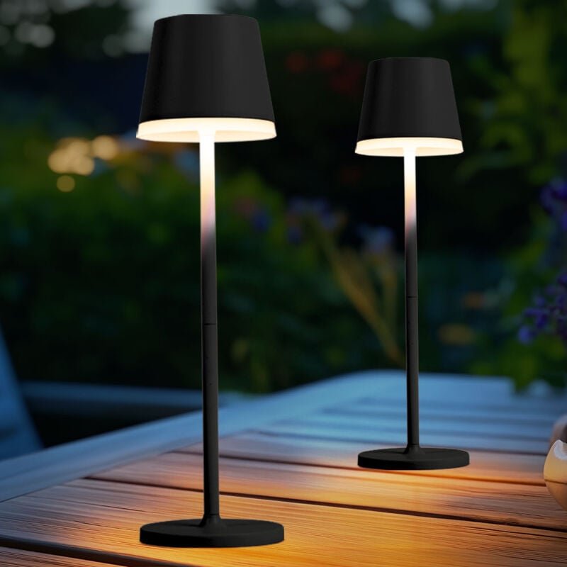 2er Set Solarleuchte LED Tischlampe Außenleuchte anthrazit Gartenleuchte Terrassenlampe, Metall Kunststoff satiniert, sp...