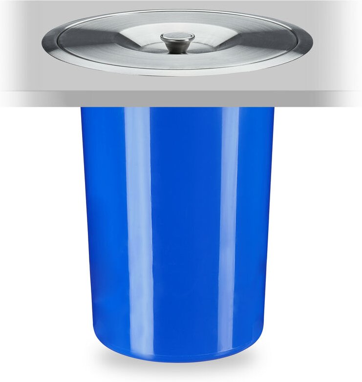 Relaxdays - Mülleimer für Arbeitsplatte, 8 l, für Biomüll, Deckel aus Edelstahl, Einbaumülleimer, HxD: 30 x 26,5 cm, bla...