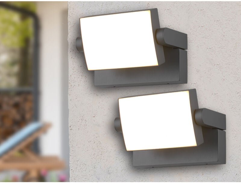 Meinewunschleuchte - led Außenwandleuchten 2er set aus Aluminium in Anthrazit, Breite 20cm