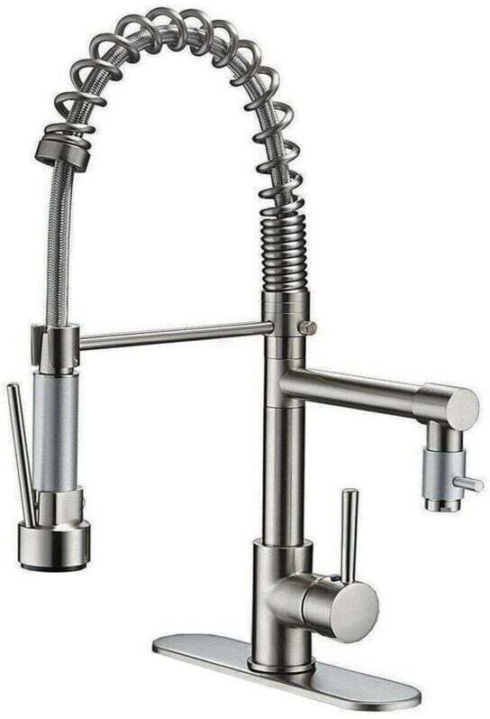 Küchenarmatur mit ausziehbarer Brause, 360°-Duschkopf mit Federmechanismus, schwenkbaren Spültischarmaturen, zweifunktio...