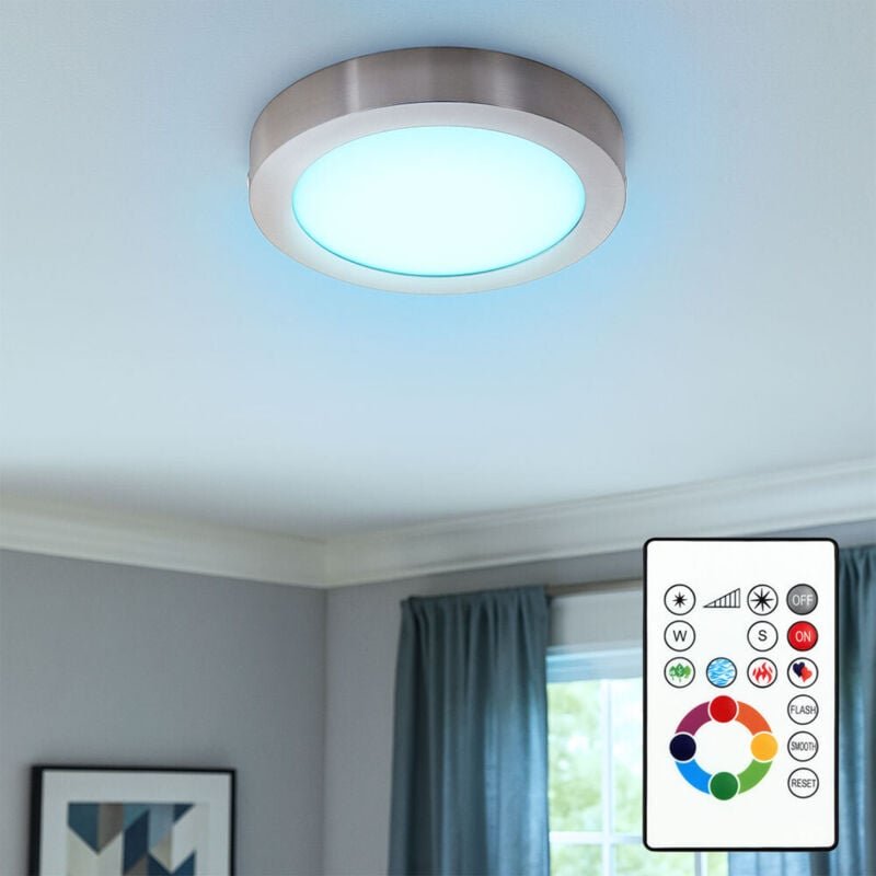 Etc-shop - rgb led Decken Aufbau Lampe fernbedienung Wohn Zimmer Beleuchtung Dimmer Lampe silber