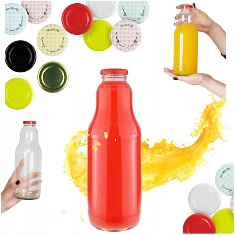 5x 1-Liter-Flaschen Obstflaschen Glasbehälter für Saft 1000ml + Deckel