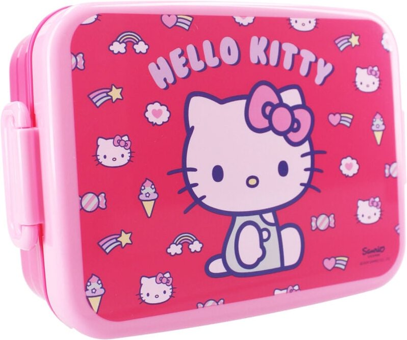Hello Kitty - Snackbox – Kinder Essensbox mit Deckel und Schnappverschlüssen