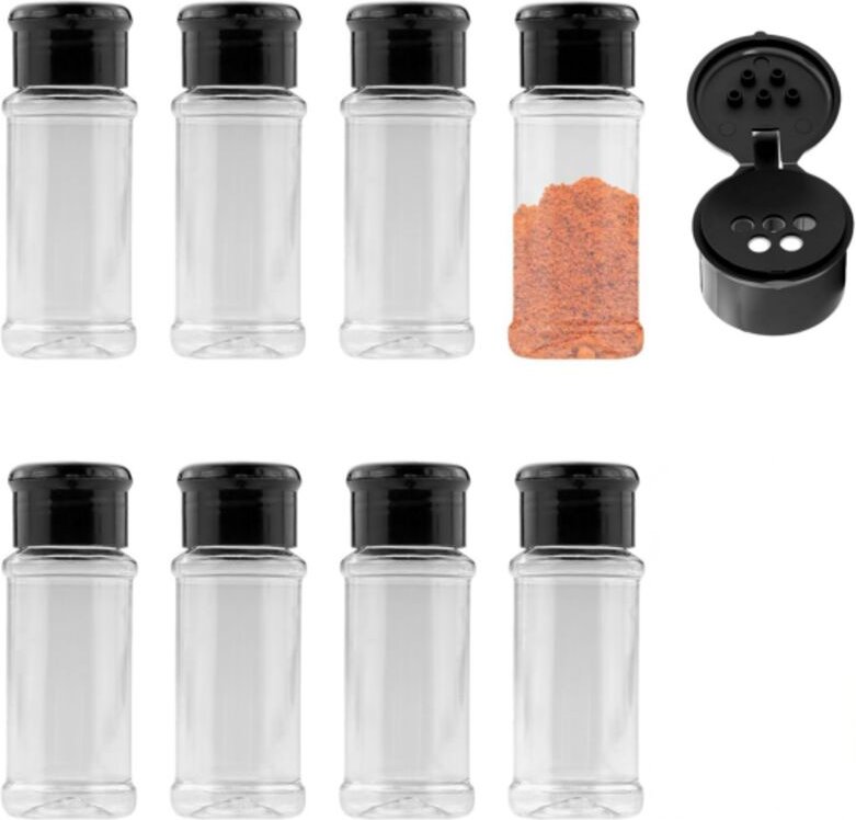 8-teiliges Set kleiner Gewürzdosen aus Kunststoff, 100 ml Gewürzbehälter mit Deckel und 5 Löchern, wiederverwendbare run...