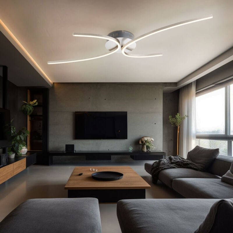 Globo Lighting - led Deckenleuchte silber Designlampe Wohnzimmerleuchte Deckenlampe modern, Metall nickel matt, 30W 2100...