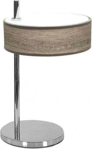 New Tischlampe Chrom/Holz Grau Modell Haiti fabrilamp