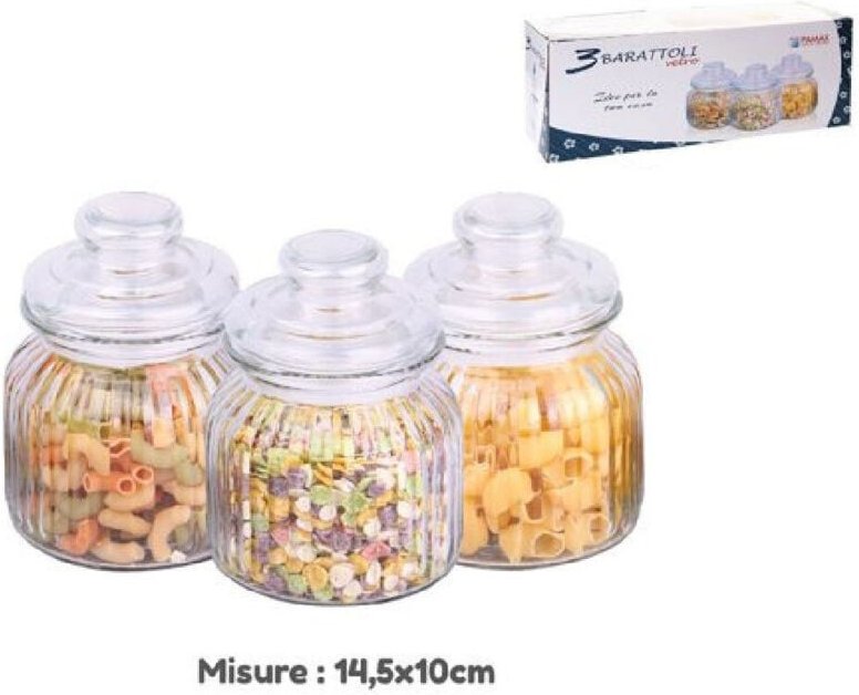 Trade Shop Traesio - Trade Shop - set 3 tris baratts mit zusammenarbeit vetro 14.5X10CM cuisine pasta biscotti 710916 -