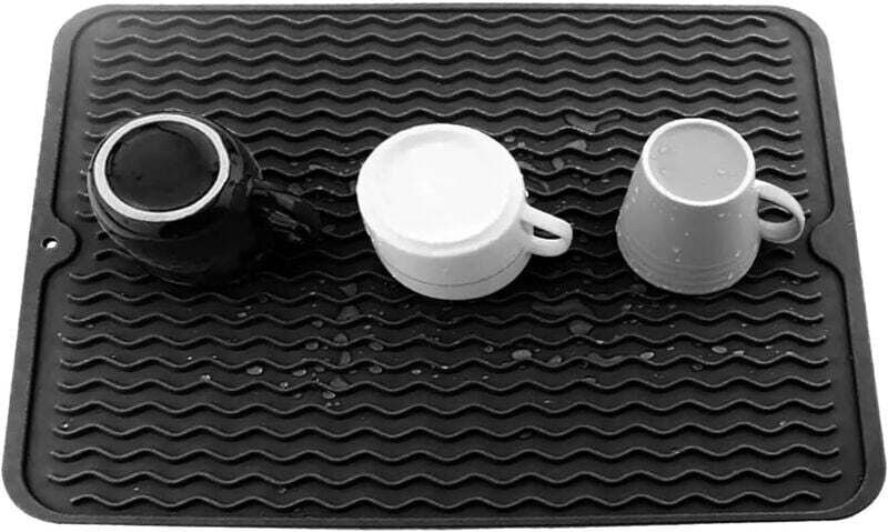 Tappetino scolapiatti in silicone di grandi dimensioni con spazzola per la pulizia del piano di lavoro, scolapiatti, tap...