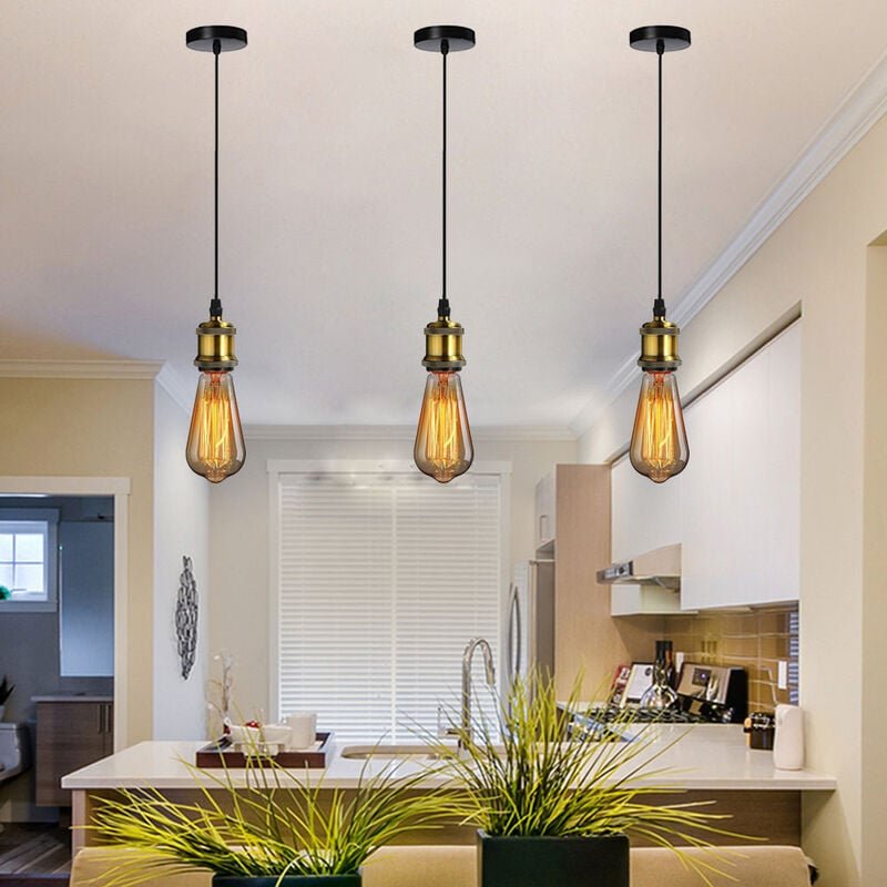 3er Lampenaufhängung E27, 100cm Lampenfassung Höhenverstellbar, 1 Flammig Edison Lampenhalte Ideal für Deckenlampe Wohnz...