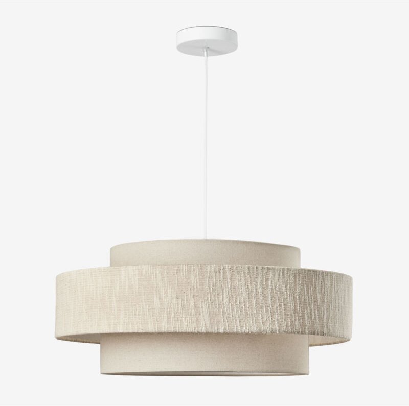SKLUM Hängende Deckenleuchte Lumira Gardenia Weiß - Beige Leinen Ø55 cm
