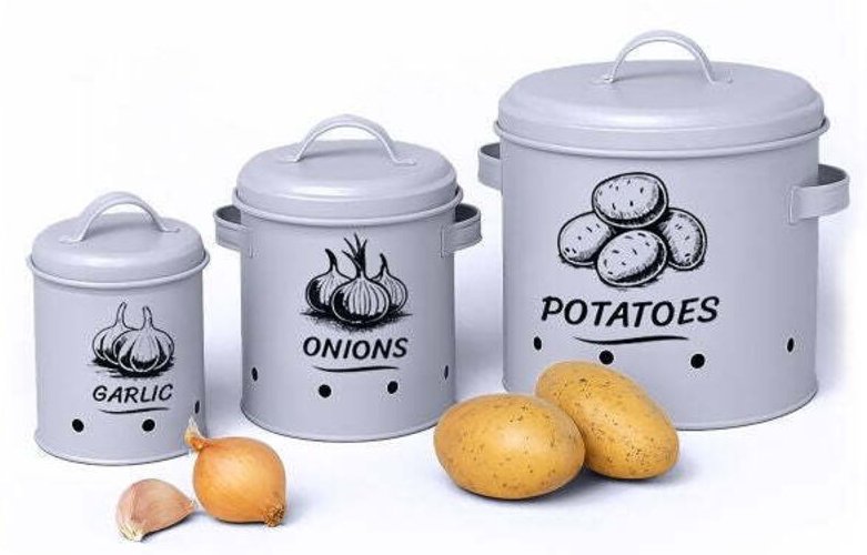 Aufbewahrungsboxen fur kartoffeln zwiebeln und knoblauch - 3er set
