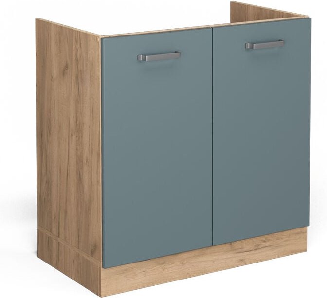 Spülenunterschrank R-Line, Blau-Grau, 80 cm ohne Arbeitsplatte, Vicco