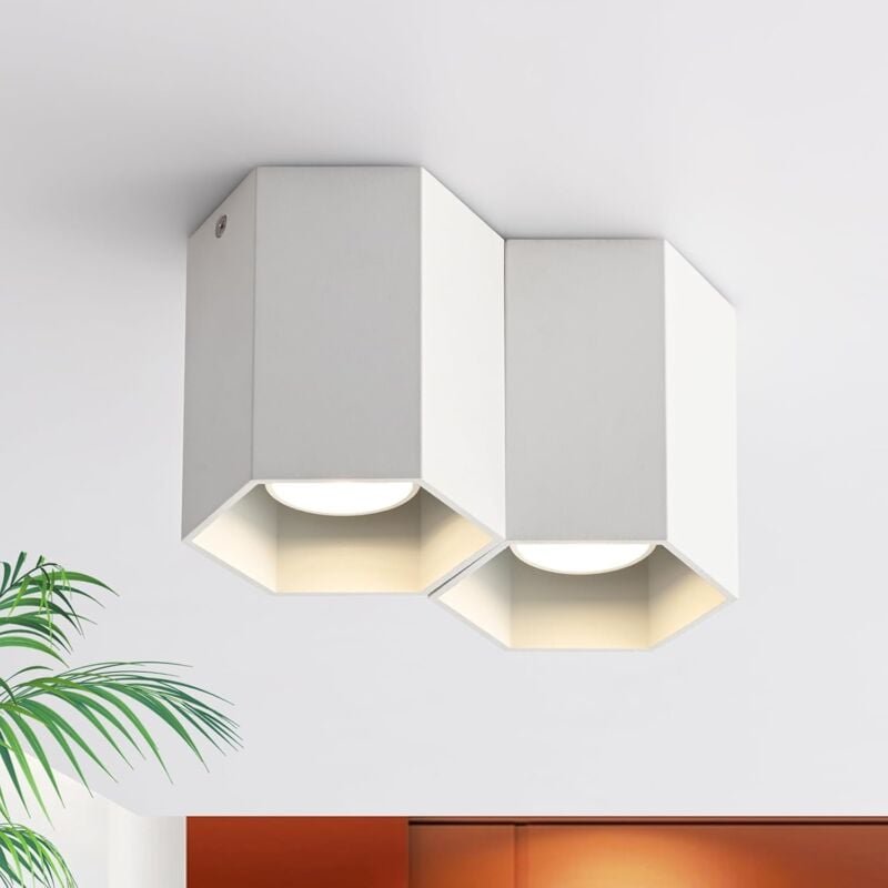 Thumbnail - GBLY Aufbauspot Weiß Deckenspots GU10 - Deckenleuchte Aufputz Aufbaustrahler Modern Aufbauleuchte Deckenstrahler 2 Flamm...