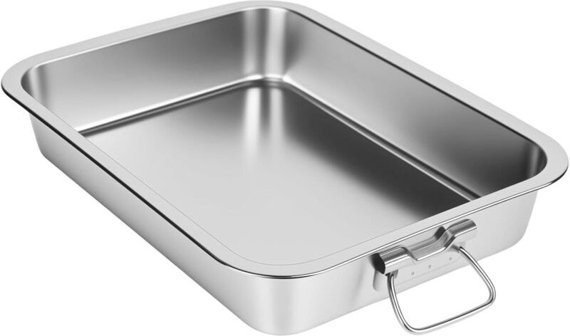 Backblech aus Edelstahl mit Griffen - Rechteckig - Für Lasagne, spülmaschinenfest (40 cm)