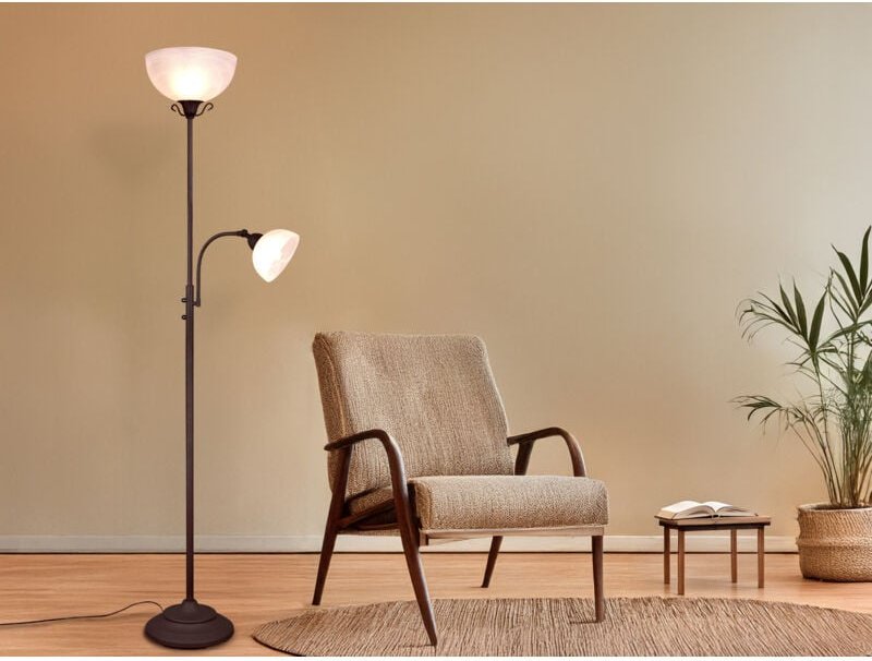 Thumbnail - Trio Lighting - Deckenfluter country mit Leselampe im Landhausstil, Rostfarbig, Höhe 184cm