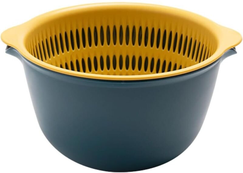 Doppellagiger Küchen-Abtropfkorb mit schneller Drainage, multifunktionaler Abtropfsieb für Obst und Gemüse, Abtropfgeste...